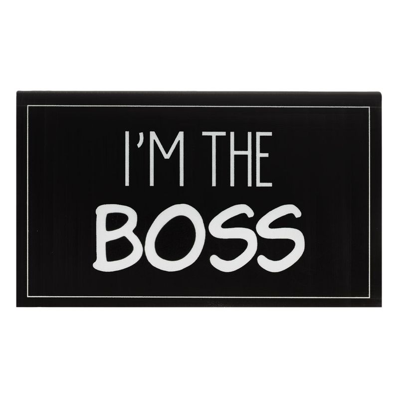 Carti si Birotica - Birotica - Accesorii de birou - Alte accesorii birou - Suport birou plastic, mesaj "i'm the boss", negru, 11.5 x 6 x 7cm - Infinity.ro