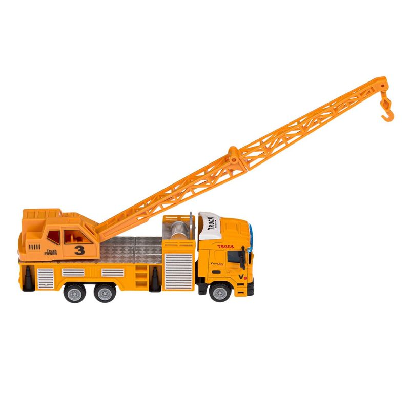Jucarii, Copii si Bebe - Jucarii si jocuri - Vehicule si jucarii cu telecomanda - Masinute - Camion die cast, model macara santier, scara 1:64, portocaliu, pentru copii, 3+ ani - Infinity.ro