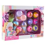 Jucarii, Copii si Bebe - Jucarii si jocuri - Jucarii de rol - Bucatarii copii - Set jucarii deserturi, multicolor, 13 piese, plastic - Infinity.ro