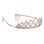 Casa si Gradina/Decoratiuni/Decoratiuni petrecere/Accesorii pentru petrecere - Set accesorii petrecere, tiara si panglica, "birthday queen", roz auriu, 2 bucati - Infinity.ro