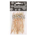 Casa si Gradina - Decoratiuni - Decoratiuni petrecere - Accesorii pentru petrecere - Scobitori decorative, model disco ball, set 50 buc, argintiu-bej, 12cm - Infinity.ro