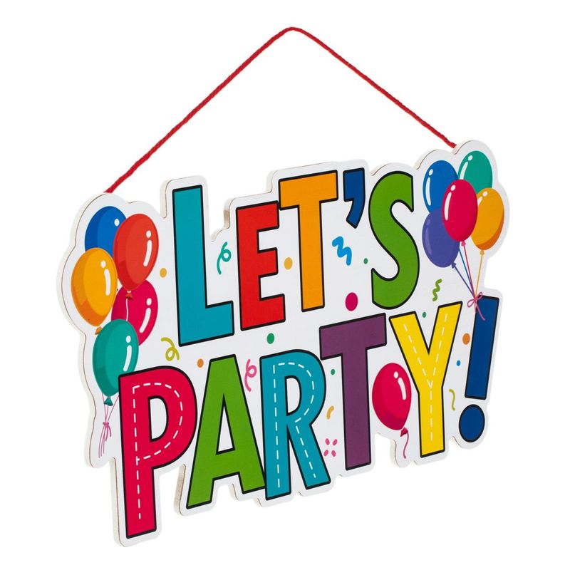 Casa si Gradina - Decoratiuni - Decoratiuni petrecere - Accesorii pentru petrecere - Decoratiune suspendabila let’s party, lemn, multicolor, 38 x 20cm - Infinity.ro