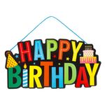 Casa si Gradina - Decoratiuni - Decoratiuni petrecere - Accesorii pentru petrecere - Indicator suspendabil lemn, happy birthday, multicolor, 38 x 20cm - Infinity.ro