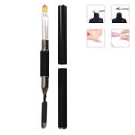 Ingrijire personala si Cosmetice - Aparate & accesorii ingrijire personala - Aparate cosmetice - Aparate pentru manichiura-pedichiura - Pensula unghii, model double-head, spatula si perie, 13cm, negru - Infinity.ro