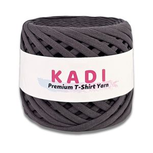 Fir panglica pentru crosetat tricotat si macrame, KaDi Medium, 7-9 mm, 110 m, 100% bumbac, culoare Gri Inchis