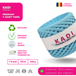 Casa si Gradina - Decoratiuni - DIY - Articole mercerie - Fir panglica pentru crosetat tricotat si macrame, KaDi Medium, 7-9 mm, 110 m, 100% bumbac, culoare Azuriu - Infinity.ro