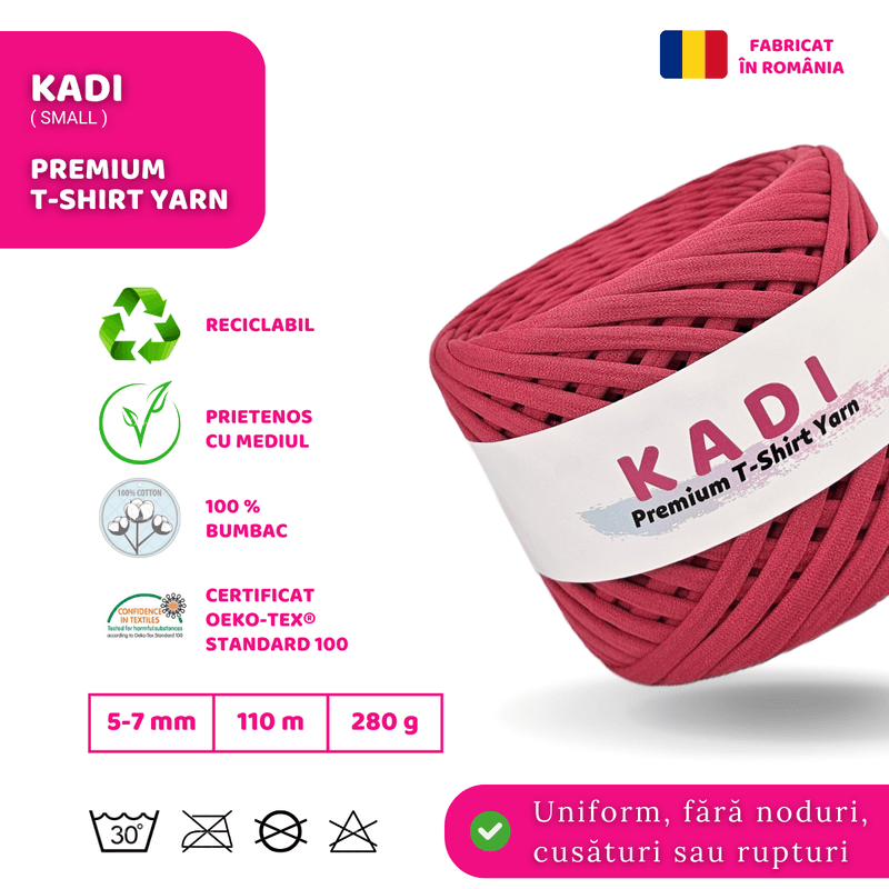 Casa si Gradina - Decoratiuni - DIY - Articole mercerie - Fir panglica pentru crosetat tricotat si macrame, KaDi Small, 5-7 mm, 110 m, 100% bumbac, culoare Viva Magenta - Infinity.ro