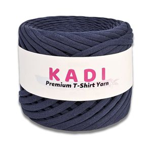 Fir panglica pentru crosetat tricotat si macrame, KaDi Medium, 7-9 mm, 110 m, 100% bumbac, culoare Bleumarin