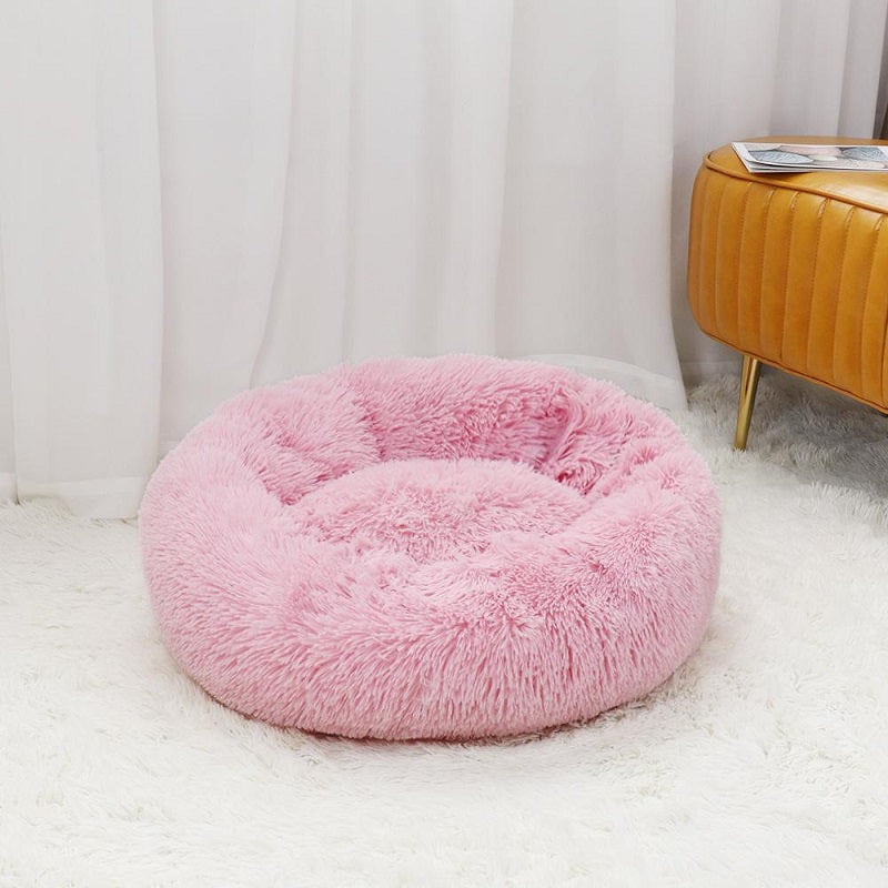 Petshop - Accesorii petshop - Culcusuri si custi - Culcusuri si saltele - Pat pentru animale de companie, Caini si pisici de talie mica,Diametru 50 cm, Pufos - Albastru - Infinity.ro