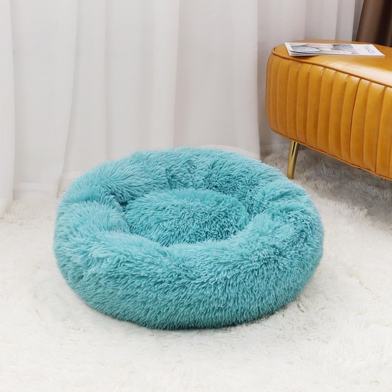 Petshop - Accesorii petshop - Culcusuri si custi - Culcusuri si saltele - Pat pentru animale de companie, Caini si pisici de talie mica,Diametru 50 cm, Pufos - Albastru - Infinity.ro