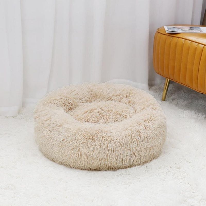 Petshop - Accesorii petshop - Culcusuri si custi - Culcusuri si saltele - Pat pentru animale de companie, Caini si pisici de talie mica,Diametru 50 cm, Pufos - Albastru - Infinity.ro