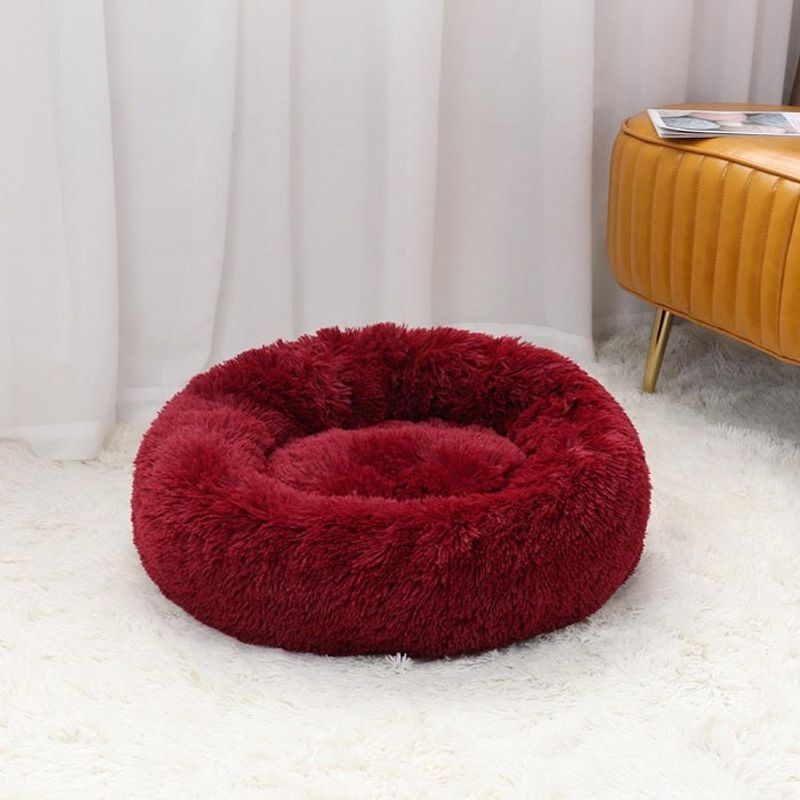 Petshop - Accesorii petshop - Culcusuri si custi - Culcusuri si saltele - Pat pentru animale de companie, Caini si pisici de talie mica,Diametru 50 cm, Pufos - Albastru - Infinity.ro