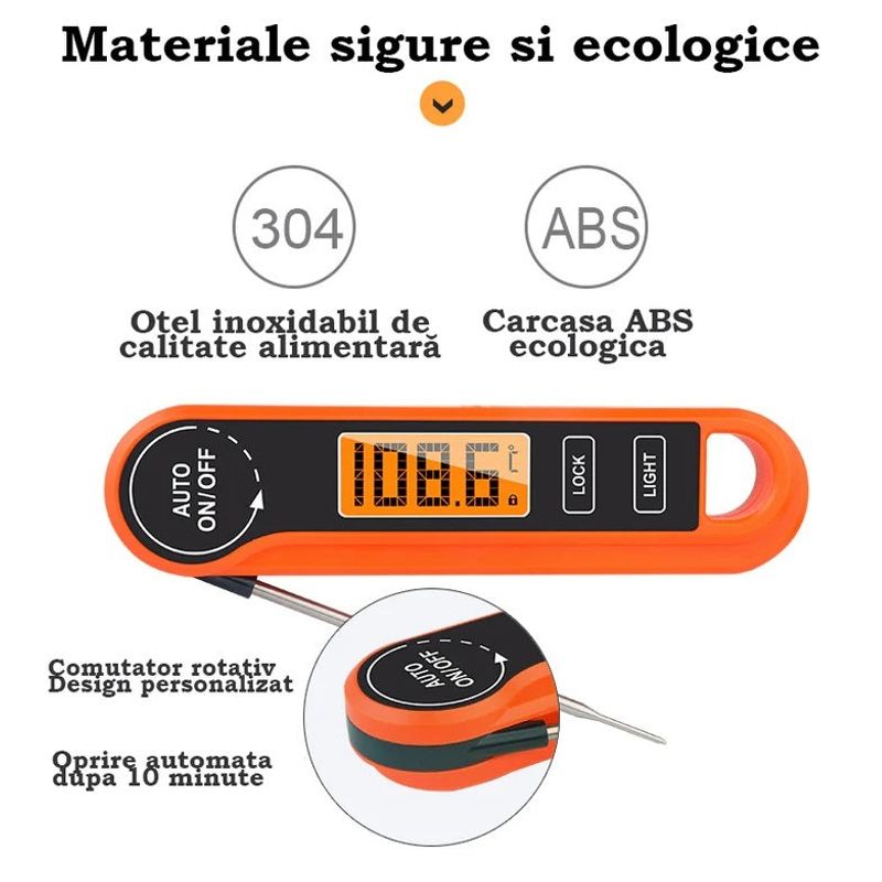 Casa si Gradina - Bucatarie si vesela - Ustensile bucatarie - Termometre bucatarie - Termometru alimentar digital cu citire imediata, masoara intre -50°C si +300°C, portocaliu - Infinity.ro