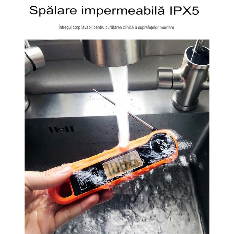 Casa si Gradina - Bucatarie si vesela - Ustensile bucatarie - Termometre bucatarie - Termometru alimentar digital cu citire imediata, masoara intre -50°C si +300°C, portocaliu - Infinity.ro