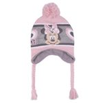 Fashion, accesorii si bijuterii - Copii - Accesorii copii - Caciuli si palarii copii - Caciula pentru copii, Minnie Mouse, cu pompon si urechi, roz cu gri - Infinity.ro