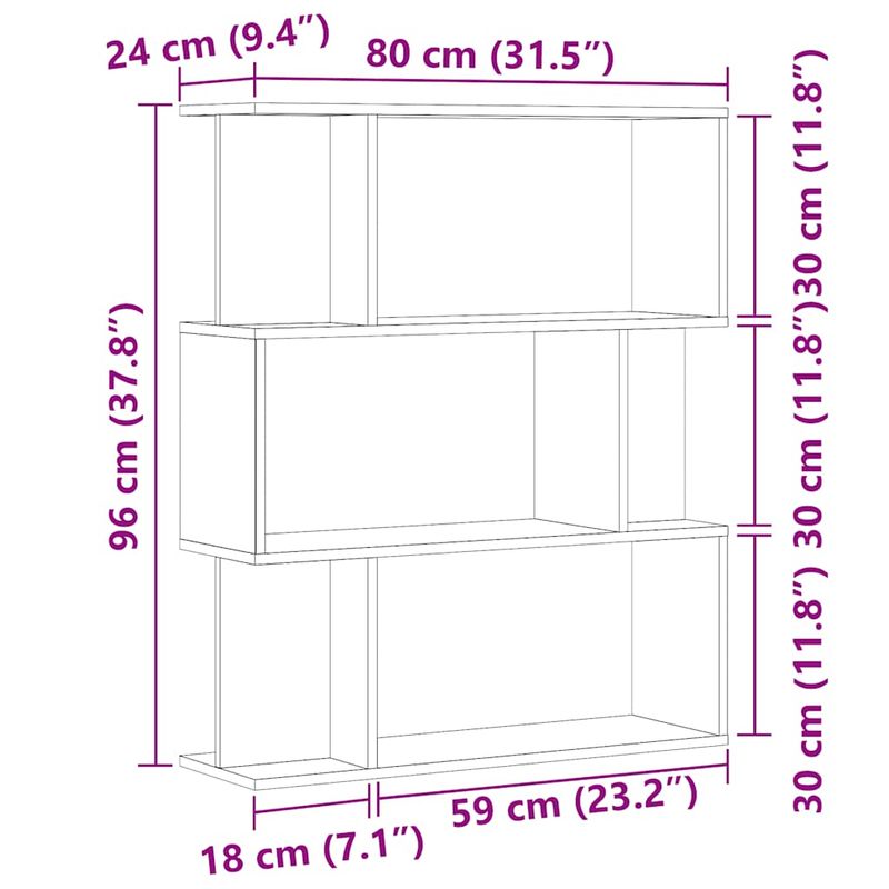 Casa si Gradina - Mobilier - Biblioteci si rafturi - Biblioteci - Biblioteca, stejar artizanal, 80x24x96 cm, lemn prelucrat - Infinity.ro