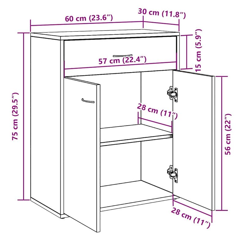 Casa si Gradina - Mobilier - Comode si corpuri - Comode - Bufeta din lemn vechi 60x30x75 cm din lemn prelucrat - Infinity.ro