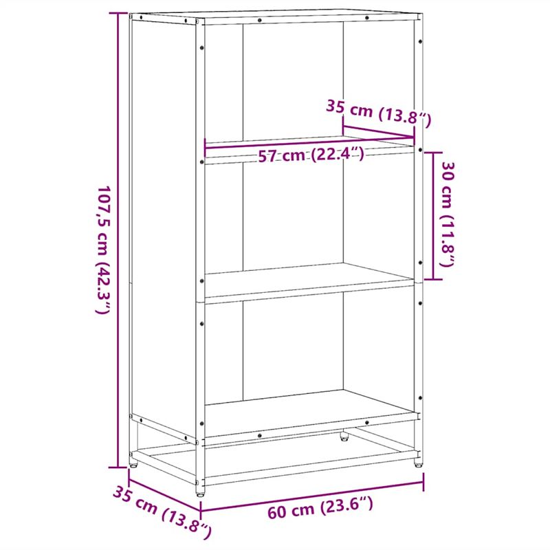 Casa si Gradina - Mobilier - Biblioteci si rafturi - Biblioteci - Biblioteca, stejar maro, 60x35x107,5 cm, lemn prelucrat - Infinity.ro