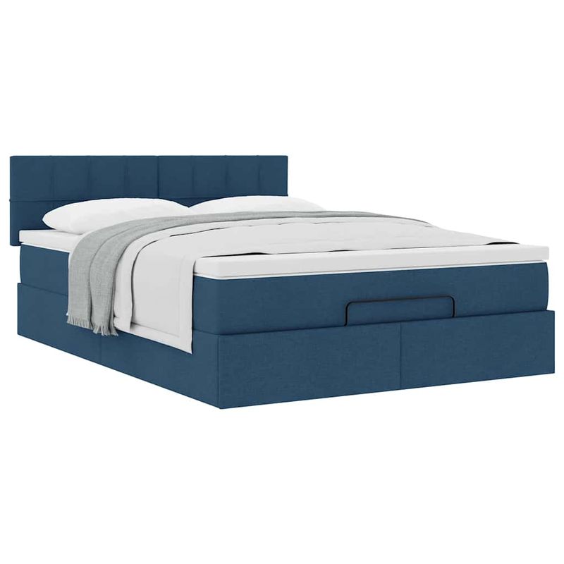 Casa si Gradina - Mobilier - Paturi si accesorii - Paturi - Cadru de pat otoman cu saltea tesatura albastra 140x190cm - Infinity.ro
