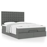 Casa si Gradina - Mobilier - Paturi si accesorii - Paturi - Cadru pat otoman cu saltea tesatura gri inchis 140x190cm - Infinity.ro