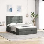 Casa si Gradina - Mobilier - Paturi si accesorii - Paturi - Cadru pat otoman cu saltea tesatura gri inchis 140x190cm - Infinity.ro