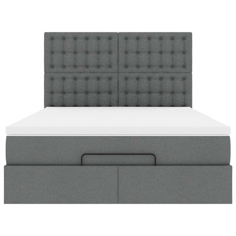 Casa si Gradina - Mobilier - Paturi si accesorii - Paturi - Cadru pat otoman cu saltea tesatura gri inchis 140x190cm - Infinity.ro