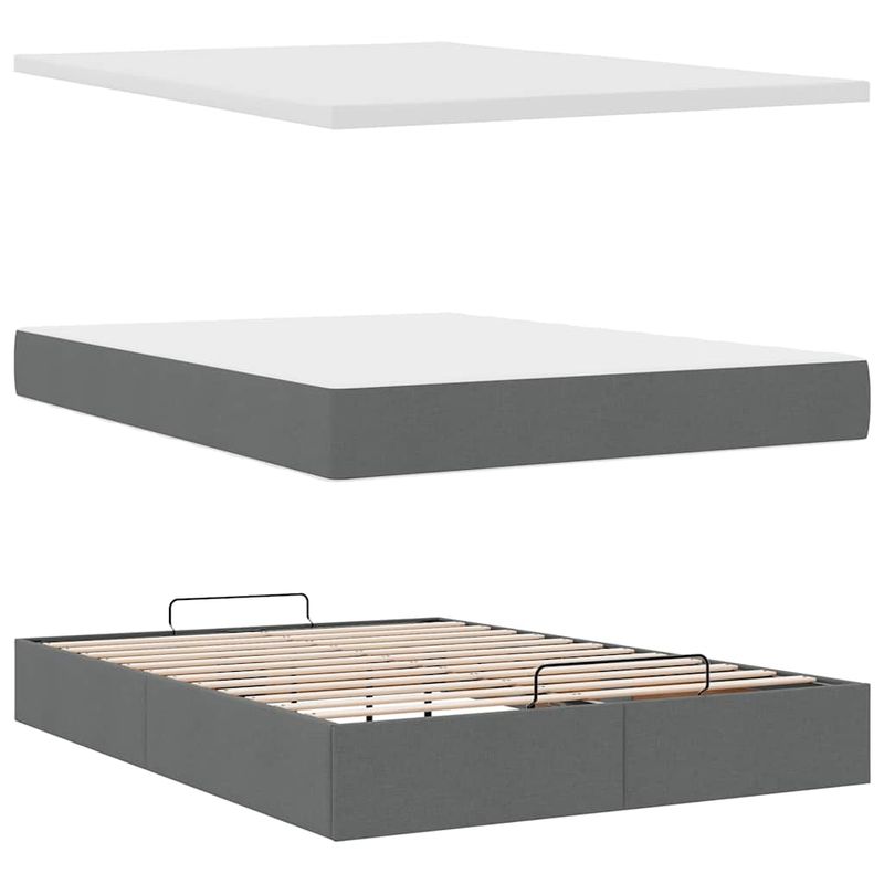 Casa si Gradina - Mobilier - Paturi si accesorii - Paturi - Cadru pat otoman cu saltea tesatura gri inchis 140x190cm - Infinity.ro