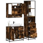 Casa si Gradina - Mobilier - Seturi de mobilier - Seturi baie - Set mobilier de baie, 3 piese, stejar fumuriu, lemn prelucrat - Infinity.ro