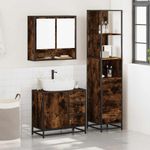 Casa si Gradina - Mobilier - Seturi de mobilier - Seturi baie - Set mobilier de baie, 3 piese, stejar fumuriu, lemn prelucrat - Infinity.ro