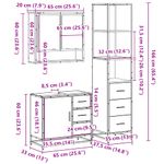 Casa si Gradina - Mobilier - Seturi de mobilier - Seturi baie - Set mobilier de baie, 3 piese, stejar fumuriu, lemn prelucrat - Infinity.ro