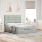 Casa si Gradina - Mobilier - Paturi si accesorii - Paturi - Cadru de pat otoman cu saltele Gri deschis 140x190cm catifea - Infinity.ro