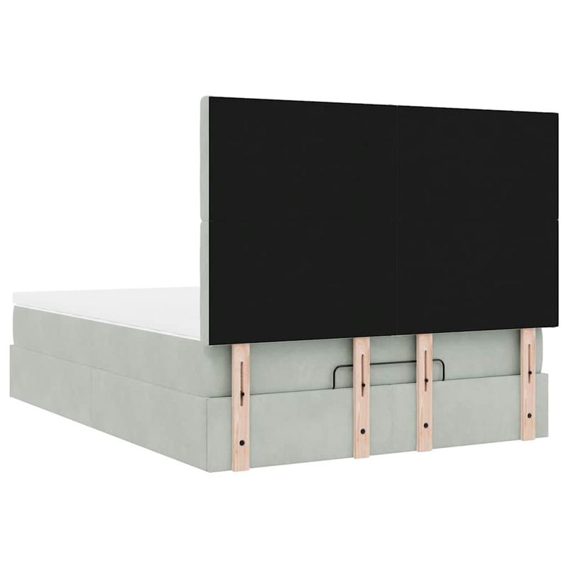 Casa si Gradina - Mobilier - Paturi si accesorii - Paturi - Cadru de pat otoman cu saltele Gri deschis 140x190cm catifea - Infinity.ro