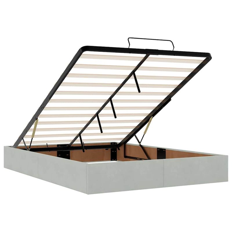 Casa si Gradina - Mobilier - Paturi si accesorii - Paturi - Cadru de pat otoman cu saltele Gri deschis 140x190cm catifea - Infinity.ro