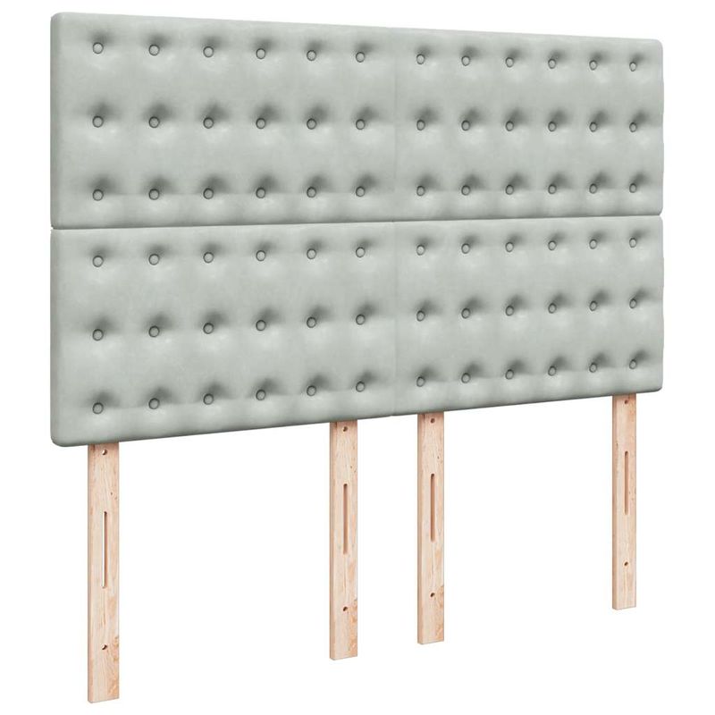 Casa si Gradina - Mobilier - Paturi si accesorii - Paturi - Cadru de pat otoman cu saltele Gri deschis 140x190cm catifea - Infinity.ro