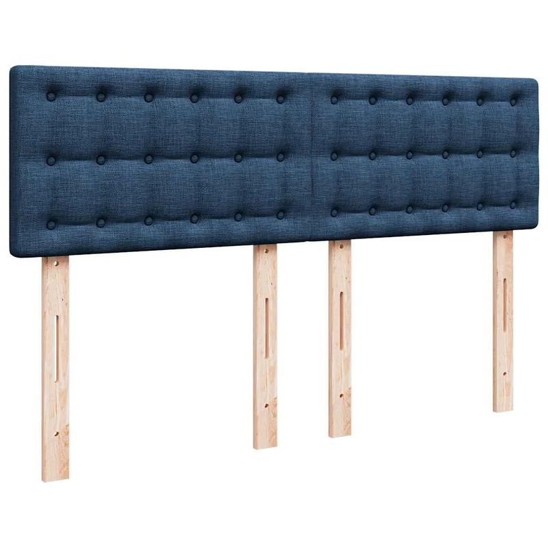 Casa si Gradina - Mobilier - Paturi si accesorii - Paturi - Pat otoman cu saltea albastru 140x190 cm stofa, model nasturi - Infinity.ro