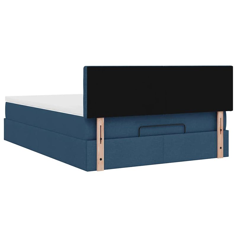 Casa si Gradina - Mobilier - Paturi si accesorii - Paturi - Pat otoman cu saltea albastru 140x190 cm stofa, model nasturi - Infinity.ro