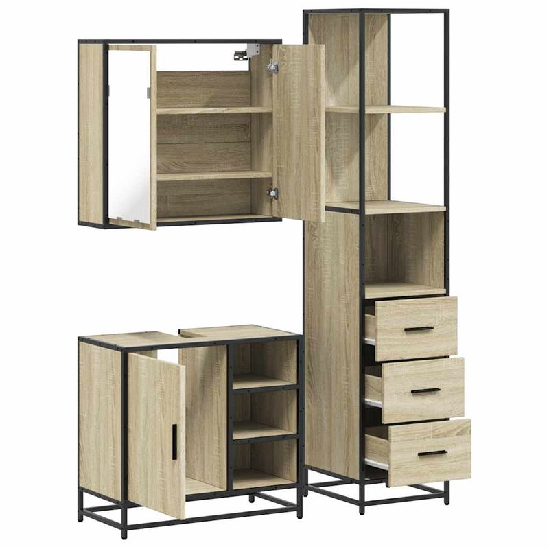 Casa si Gradina - Mobilier - Seturi de mobilier - Seturi baie - Set mobilier de baie, 3 piese, stejar sonoma, lemn prelucrat - Infinity.ro