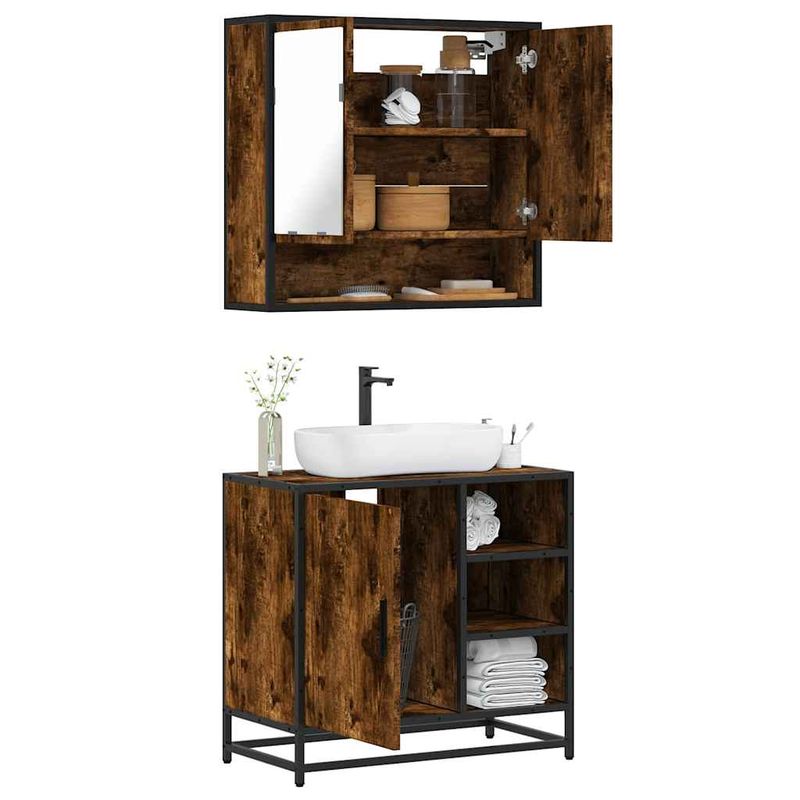 Casa si Gradina - Mobilier - Seturi de mobilier - Seturi baie - Set mobilier de baie, 2 piese, stejar fumuriu, lemn prelucrat - Infinity.ro