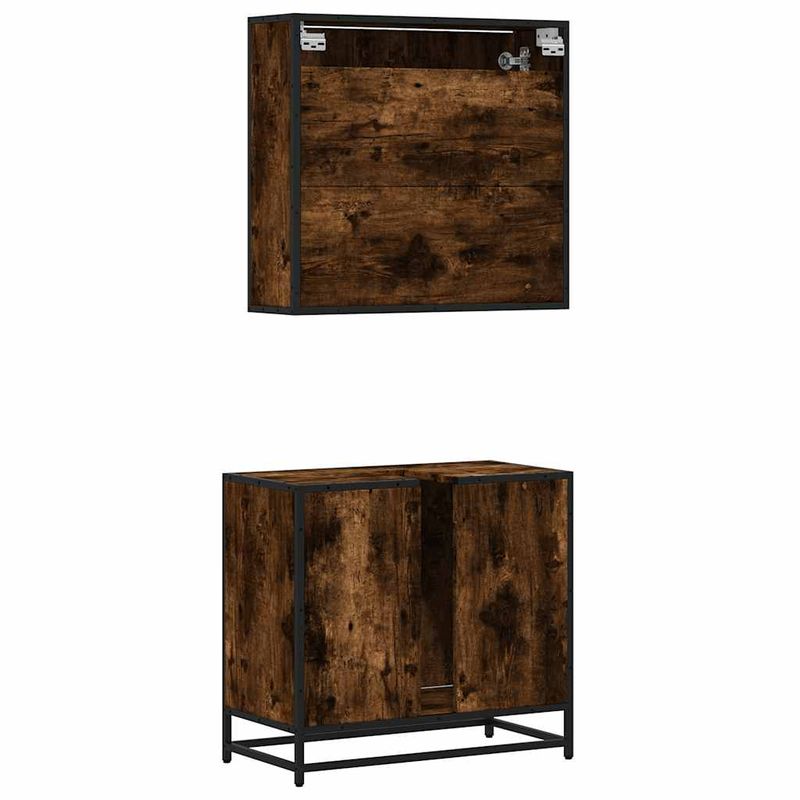 Casa si Gradina - Mobilier - Seturi de mobilier - Seturi baie - Set mobilier de baie, 2 piese, stejar fumuriu, lemn prelucrat - Infinity.ro