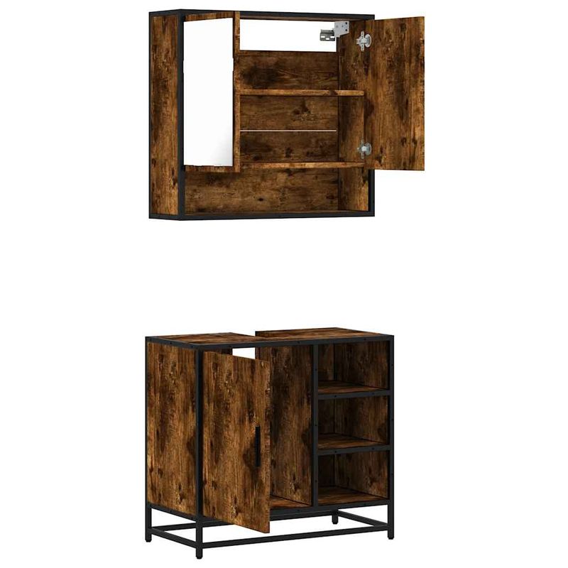 Casa si Gradina - Mobilier - Seturi de mobilier - Seturi baie - Set mobilier de baie, 2 piese, stejar fumuriu, lemn prelucrat - Infinity.ro