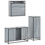 Casa si Gradina - Mobilier - Seturi de mobilier - Seturi baie - Set mobilier de baie, 3 piese, gri sonoma, lemn prelucrat - Infinity.ro