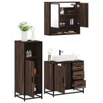Casa si Gradina - Mobilier - Seturi de mobilier - Seturi baie - Set mobilier de baie, 3 piese, stejar maro, lemn prelucrat - Infinity.ro