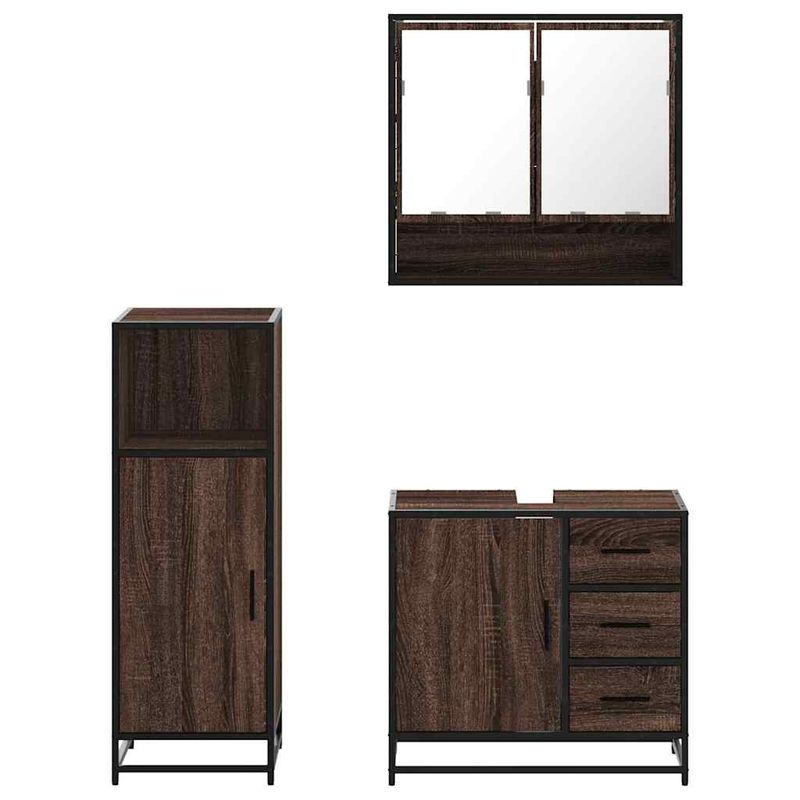 Casa si Gradina - Mobilier - Seturi de mobilier - Seturi baie - Set mobilier de baie, 3 piese, stejar maro, lemn prelucrat - Infinity.ro