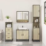Casa si Gradina - Mobilier - Seturi de mobilier - Seturi baie - Set mobilier de baie, 3 piese, stejar sonoma, lemn prelucrat - Infinity.ro