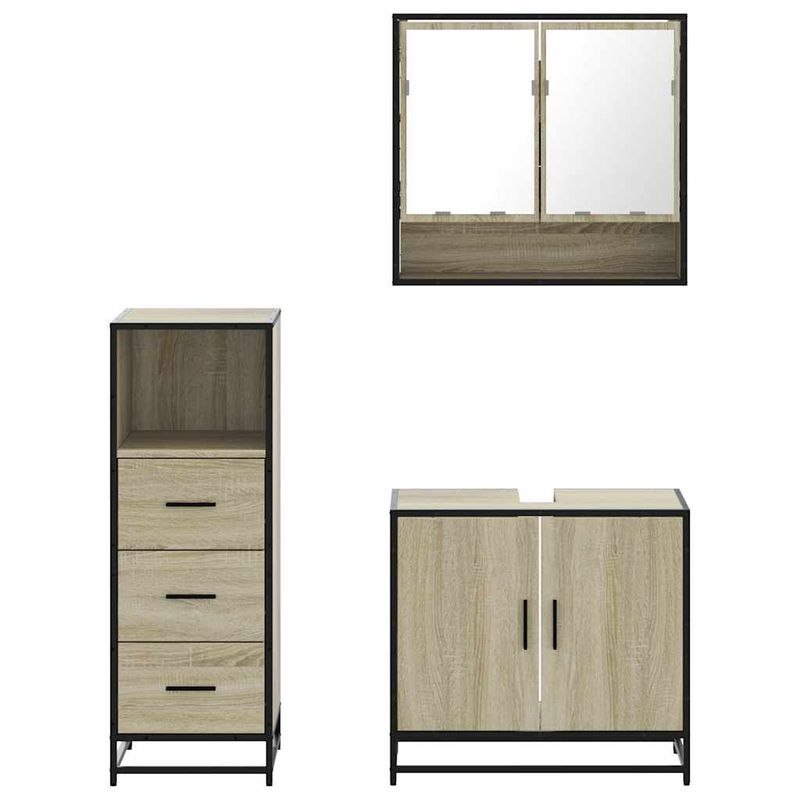 Casa si Gradina - Mobilier - Seturi de mobilier - Seturi baie - Set mobilier de baie, 3 piese, stejar sonoma, lemn prelucrat - Infinity.ro