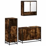 Casa si Gradina - Mobilier - Seturi de mobilier - Seturi baie - Set mobilier de baie, 3 piese, stejar fumuriu, lemn prelucrat - Infinity.ro