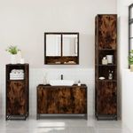 Casa si Gradina - Mobilier - Seturi de mobilier - Seturi baie - Set mobilier de baie, 3 piese, stejar fumuriu, lemn prelucrat - Infinity.ro