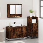 Casa si Gradina - Mobilier - Seturi de mobilier - Seturi baie - Set mobilier de baie, 3 piese, stejar fumuriu, lemn prelucrat - Infinity.ro