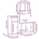Casa si Gradina - Mobilier - Seturi de mobilier - Seturi baie - Set mobilier de baie, 3 piese, stejar fumuriu, lemn prelucrat - Infinity.ro