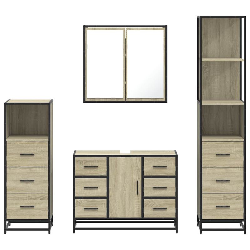 Casa si Gradina - Mobilier - Seturi de mobilier - Seturi baie - Set de mobilier de baie din 4 piese din lemn de stejar Sonoma - Infinity.ro